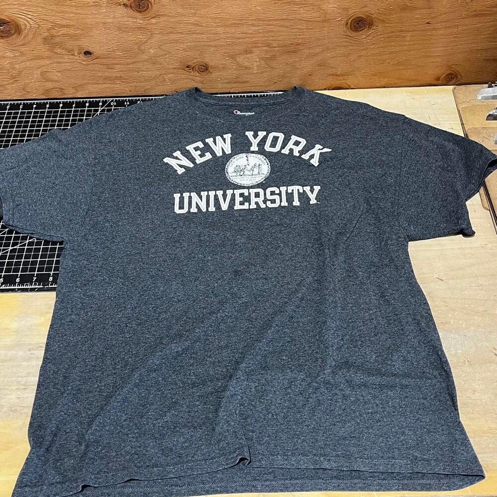 Champion Men's Grey and Blue T-shirt